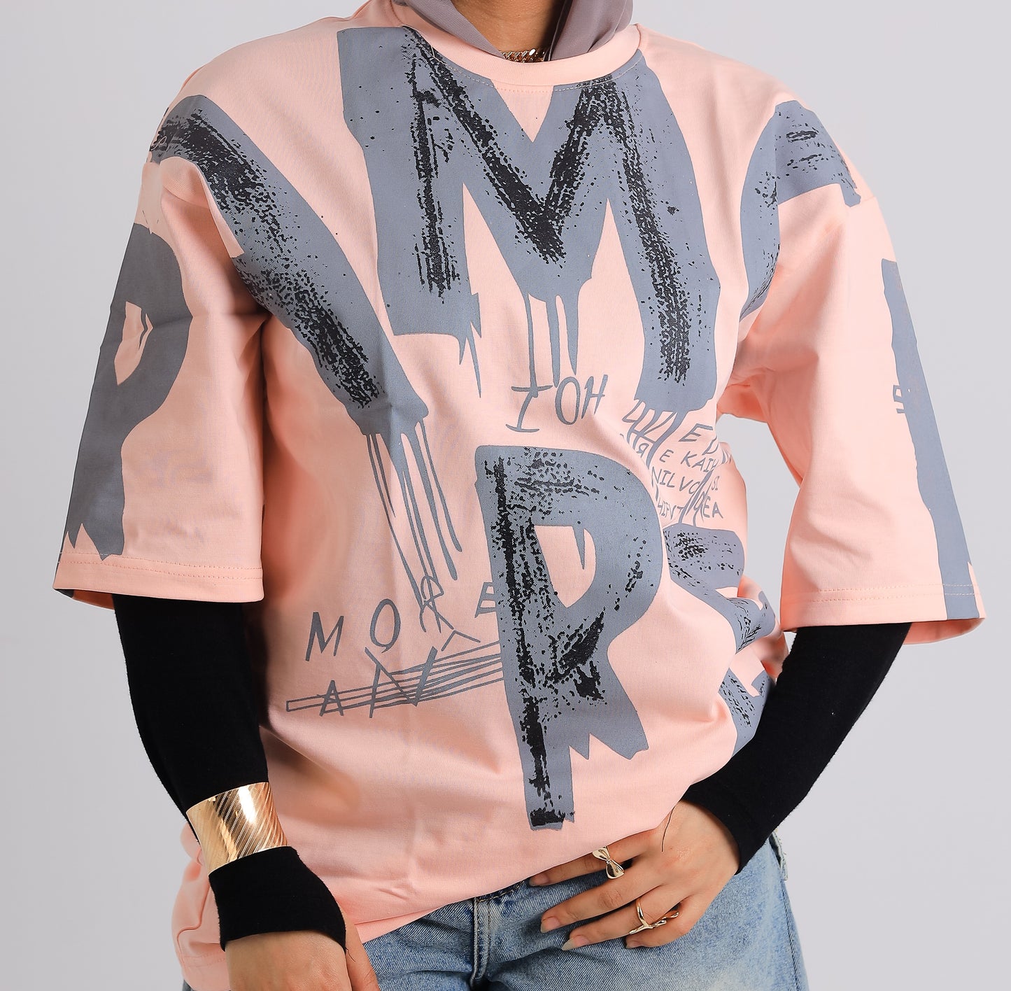Sky Graffiti Oversized Street Tee