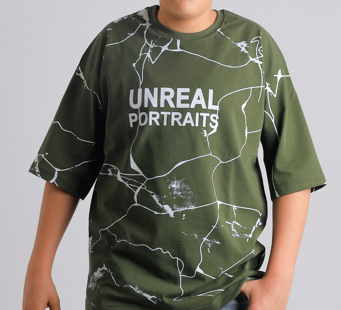 UNREAL PORTRAITS Cracked Pattern Tee – Monochrome Edition